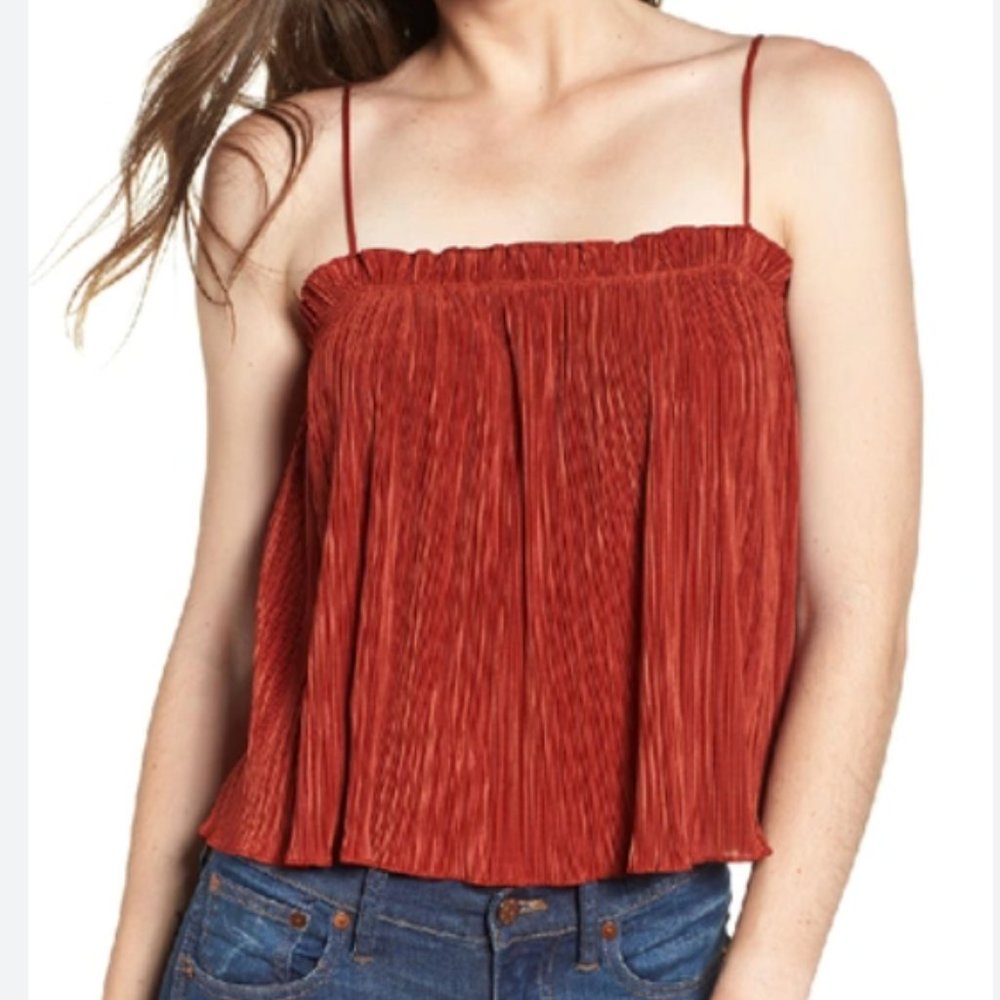 Madewell Red Texture & Thread Micropleat Tank Top